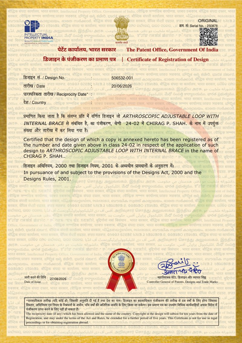 Design Registration – Arthroscopic Adjustable Loop – Shrishriji Medisys Ltd
